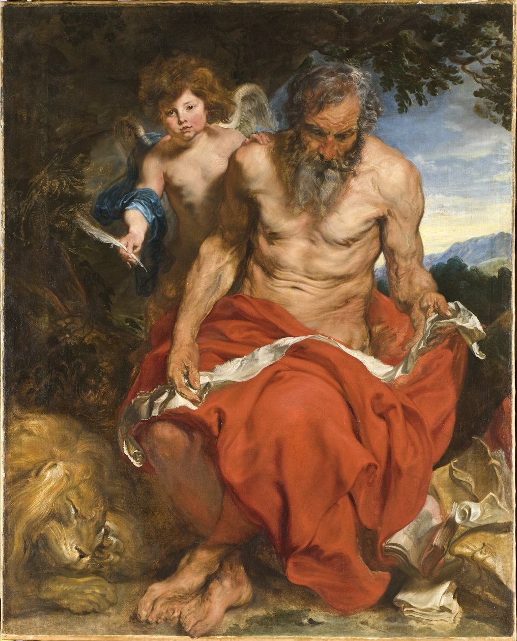 Sankt Hieronymus mediterar i öknen av Anthony van Dyck