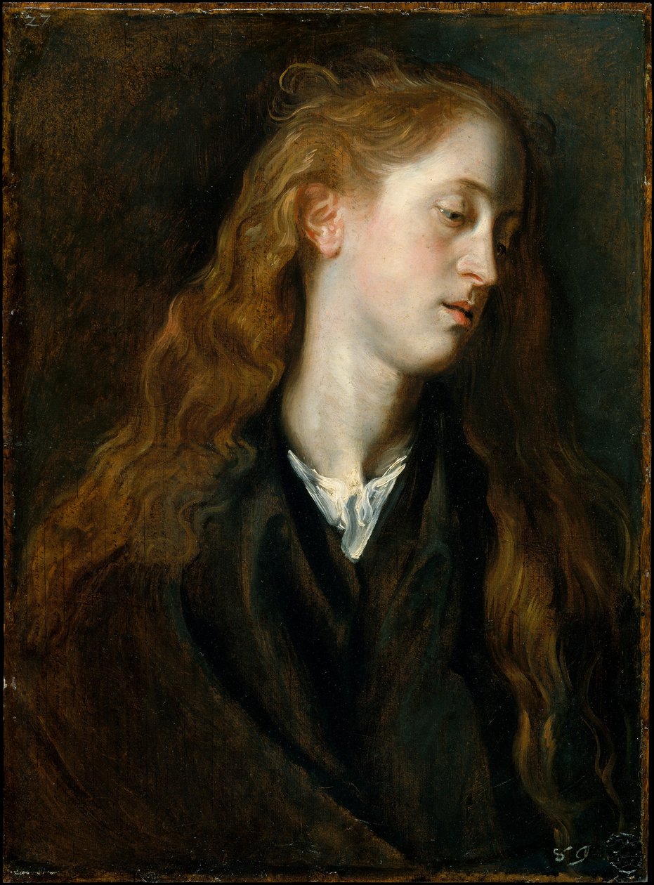Huvudstudie av en ung kvinna av Anthony van Dyck