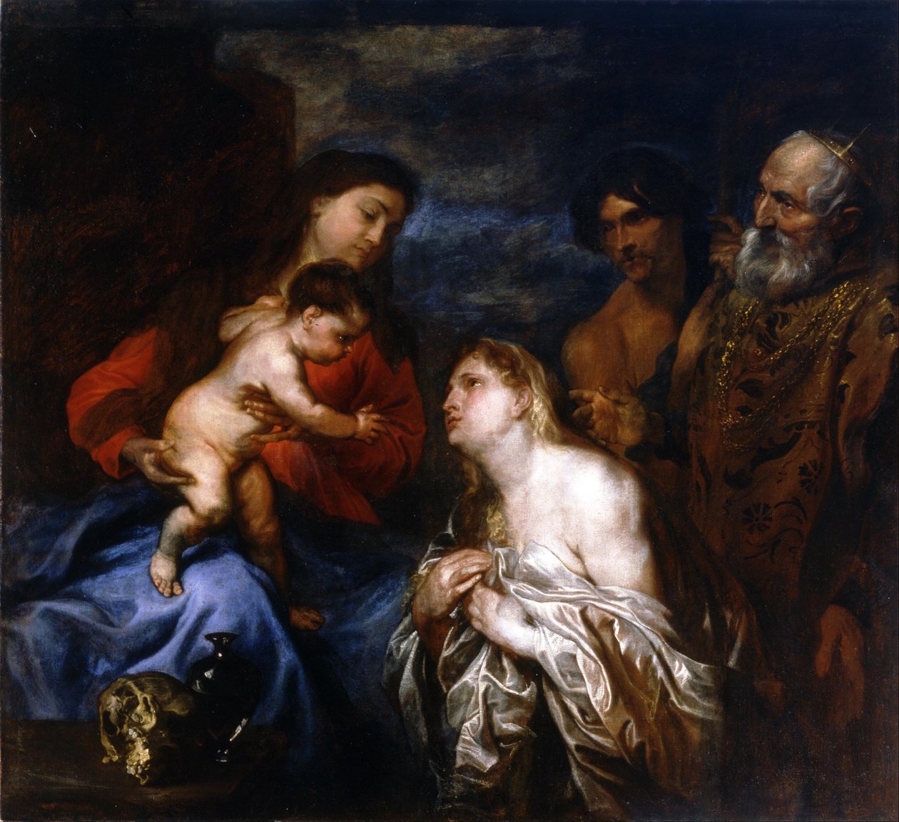 Jungfrun och barnet med ångerfulla syndare av Anthony van Dyck