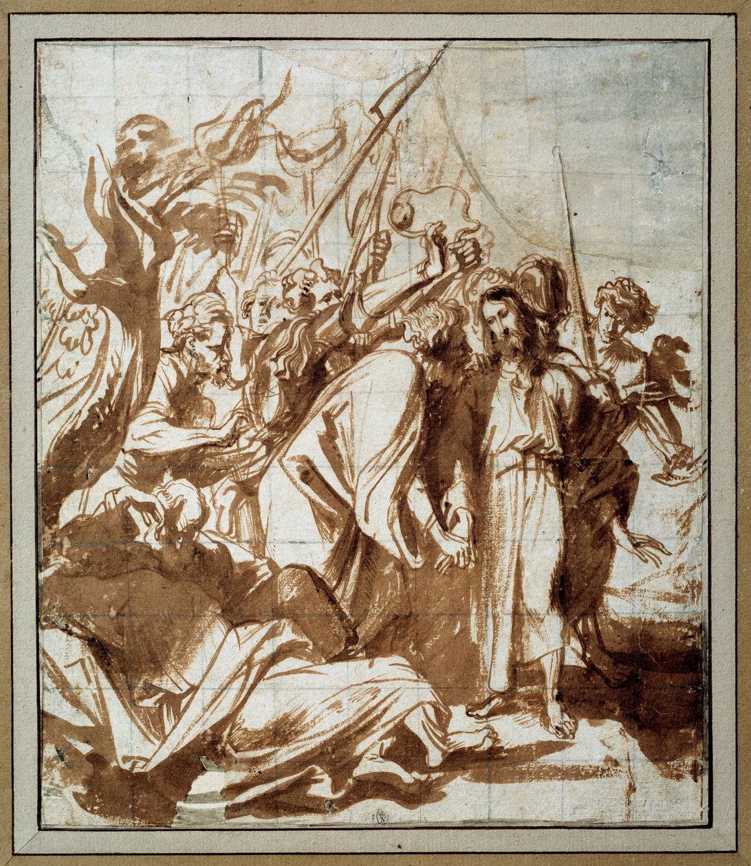 arresteringen av Kristus. Teckning av Anton Van Dyck (1599-1641) Ec. Flam. av Anthony van Dyck