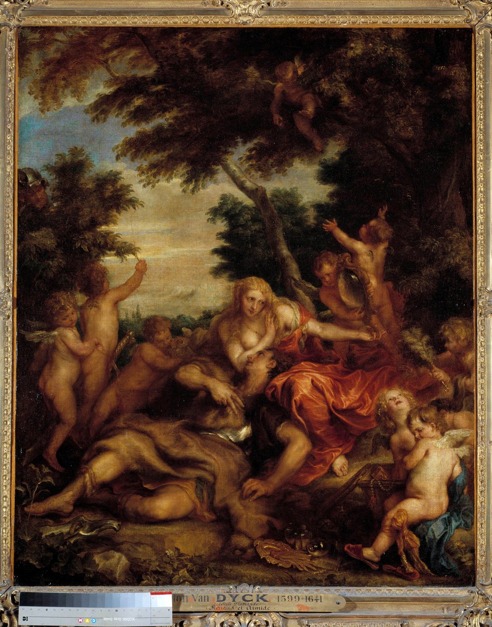 Kärleken till Renaud och Armide Illustration av en scen av "La Jerusalem delivree" (La gerusalemme liberata) av Torquato Tasso (känd som Muggen). Den förtrollande Armide omgiven av mycket symboliska Amours seduit med hjälp av sin magiska spegel riddaren Re av Anthony van Dyck