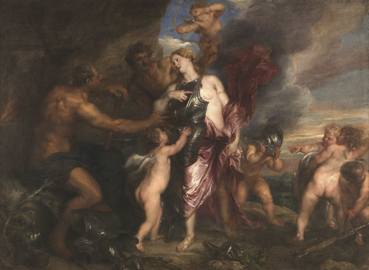 Thetis tar emot den nya rustningen till Akilles i Vulcanus smedja av Anthony van Dyck
