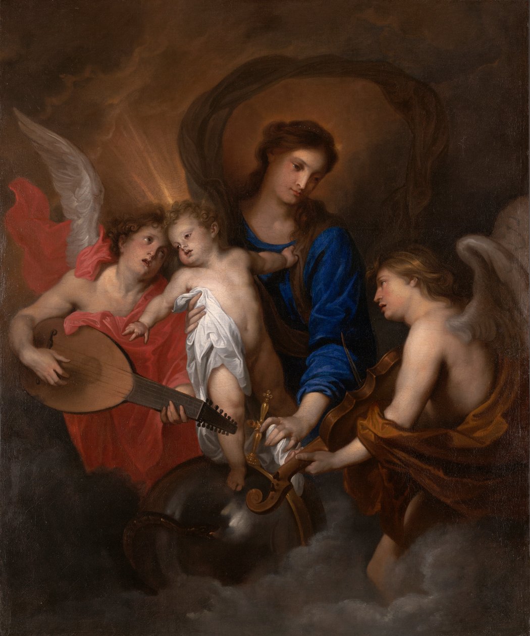 Jungfru och barn med musikskapande änglar av Anthony van Dyck