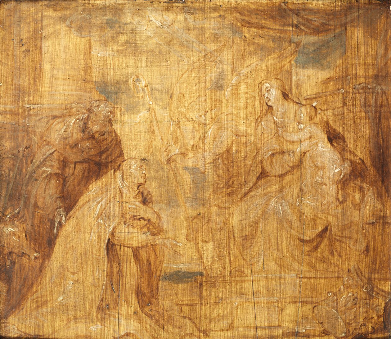 Jungfru och barn med en biskopsgivare och Saint Anthony Abbot, 1628-32 av Anthony van Dyck