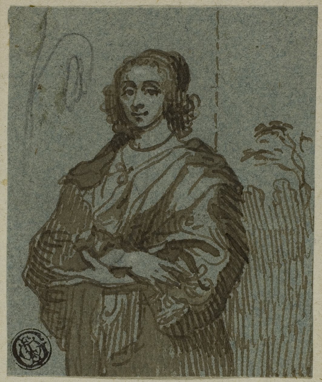 Kvinna tre fjärdedels längd med korsade armar av Anthony van Dyck