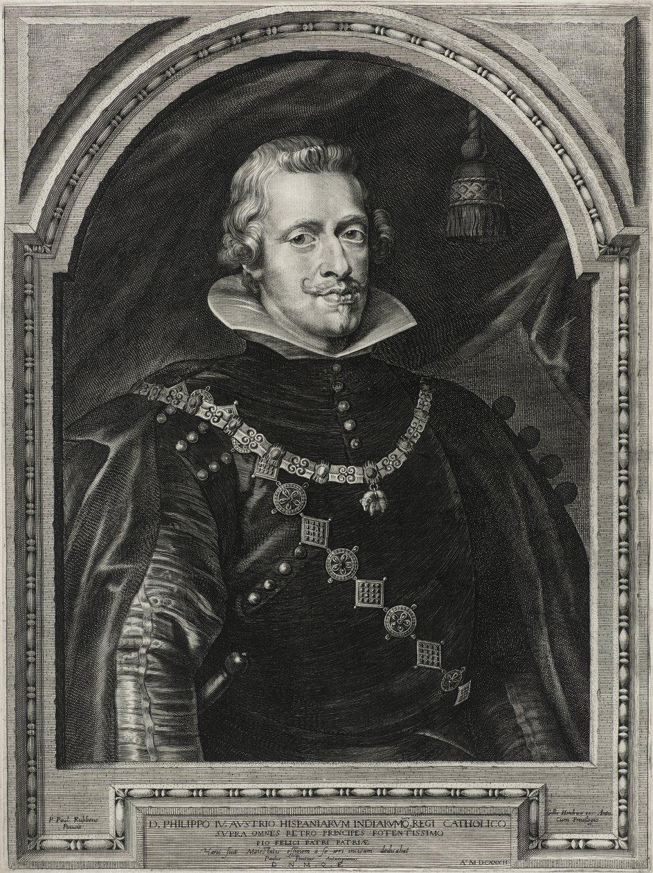 Filip IV, kung av Spanien, graverad av Paulus Pontius (1603-58), 1632 (gravyr på lagt papper) av Anthony van after Dyck