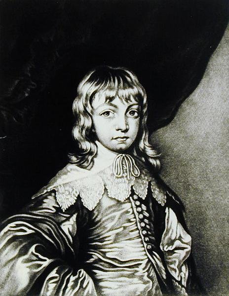 Porträtt av George, hertig av Buckingham (1592-1628) graverad av Robert Dunkarton (1744-c.1817) från Illustrious Characters in British History (mezzotint) av Anthony van after Dyck