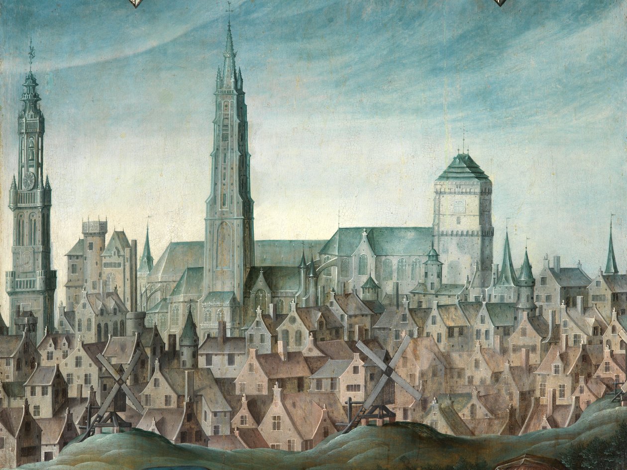 Detalj av porträtt av Juan Pardo II och hans fruar Anna Ingenieulandt och Maria Anchemant av Anthuenis (1536 1613) Claeissins or Claeissens