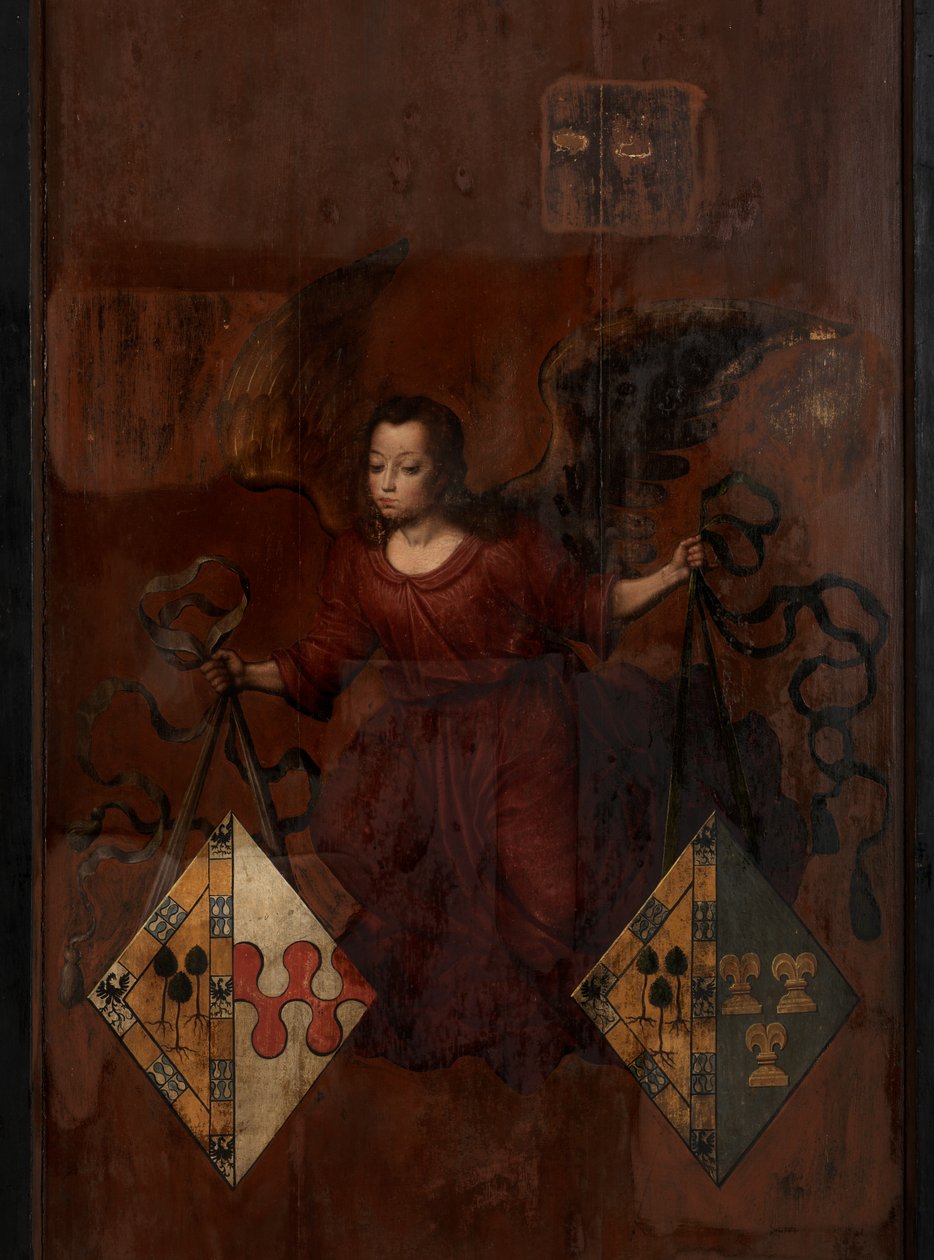 Baksidan av Porträtt av Juan Pardo II och hans fruar Anna Ingenieulandt och Maria Anchemant av Anthuenis (1536 1613) Claeissins or Claeissens