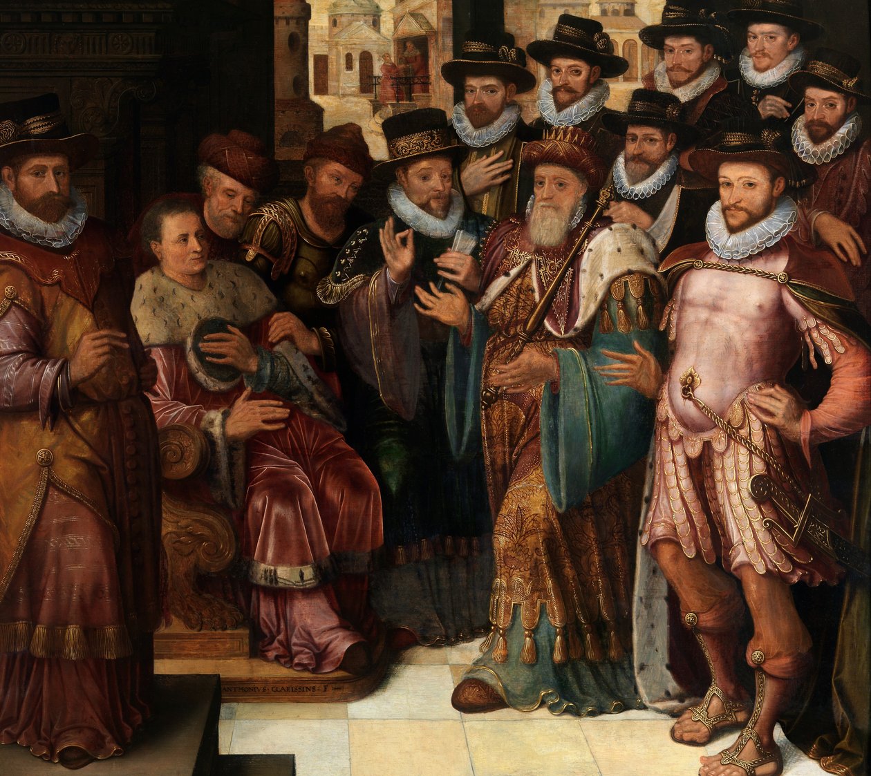 The Judgment of Cambyses (olja på panel) av Anthuenis (1536 1613) Claeissins or Claeissens