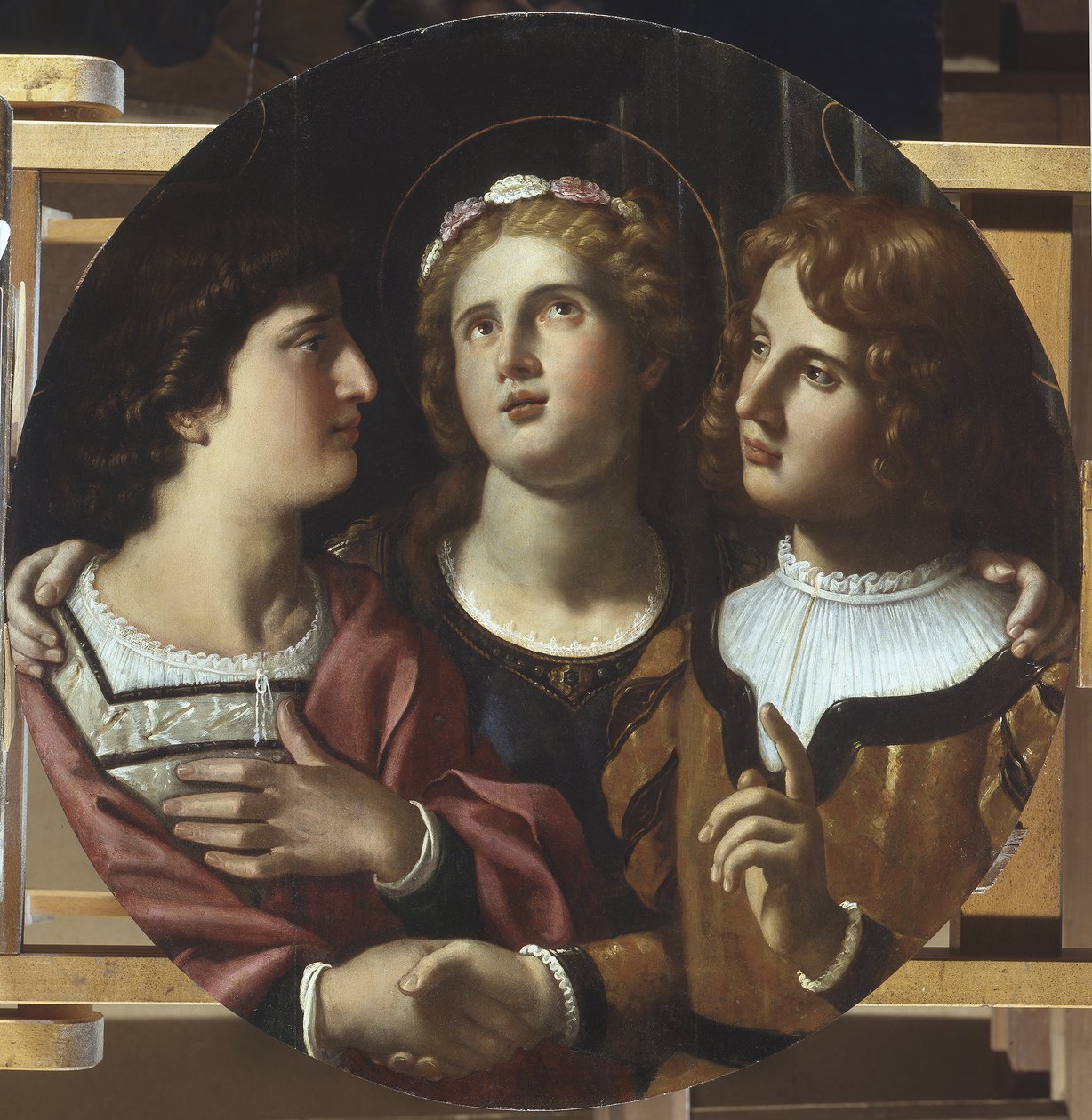 St. Cecilia mellan St. Tiburtius och Valerianus av Antiveduto Gramatica