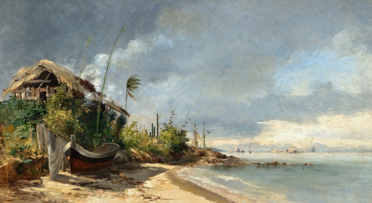 En vy över stranden, São Domingos, Niterói, RJ av Antonio Parreiras