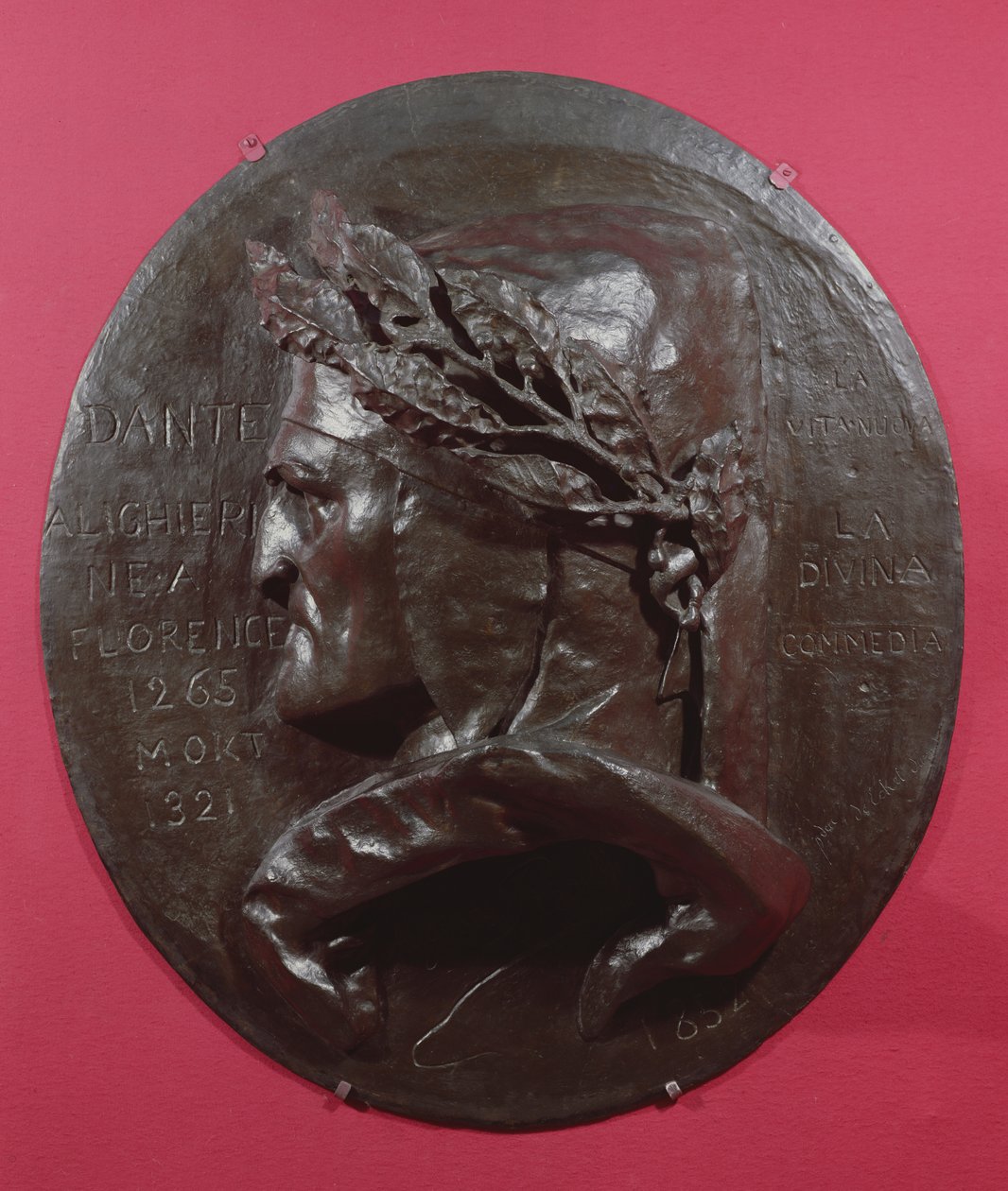 Medaljong föreställande Dante Alighieri (1265-1321) (brons) av Antoine Augustin Preault