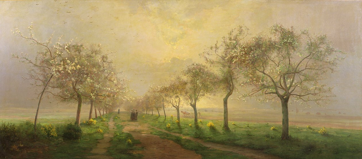 Äppelträd och kvast i blomma av Antoine Chintreuil