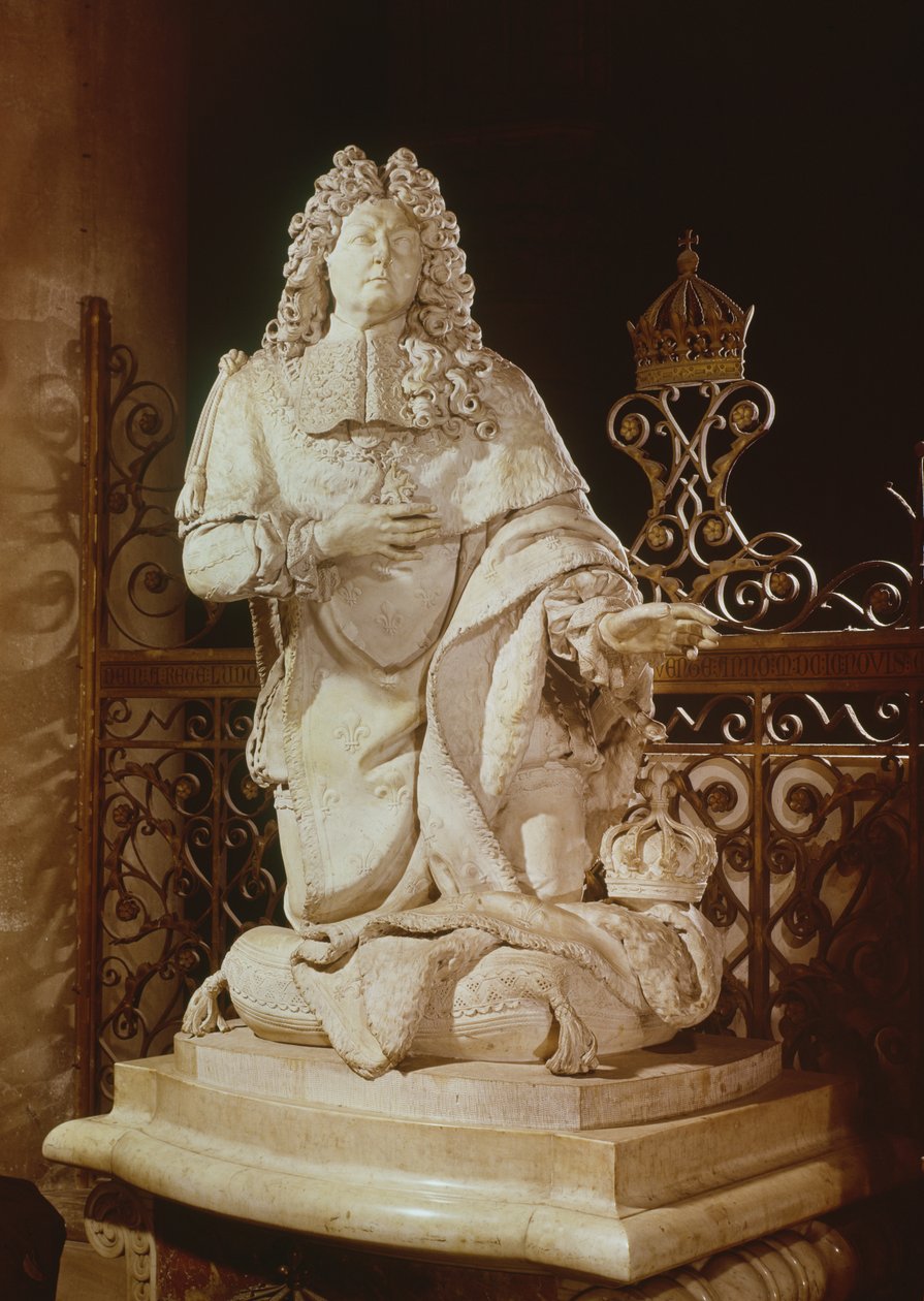 Ludvig XIII:s löfte (1601-43) detalj av Ludvig XIV (1638-1715) 1715 (marmor) av Antoine Coysevox