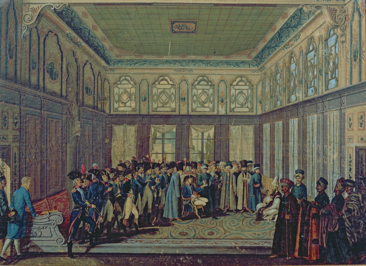 Mottagande av general Aubert-Dubayet av sultanens storvesir i Konstantinopel, 1796-97 av Antoine Laurent Castellan