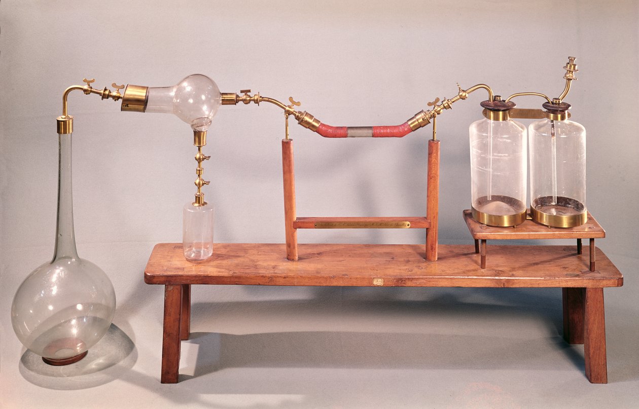 Apparat för att studera jäsning (trä, metall och glas) av Antoine Laurent de Lavoisier