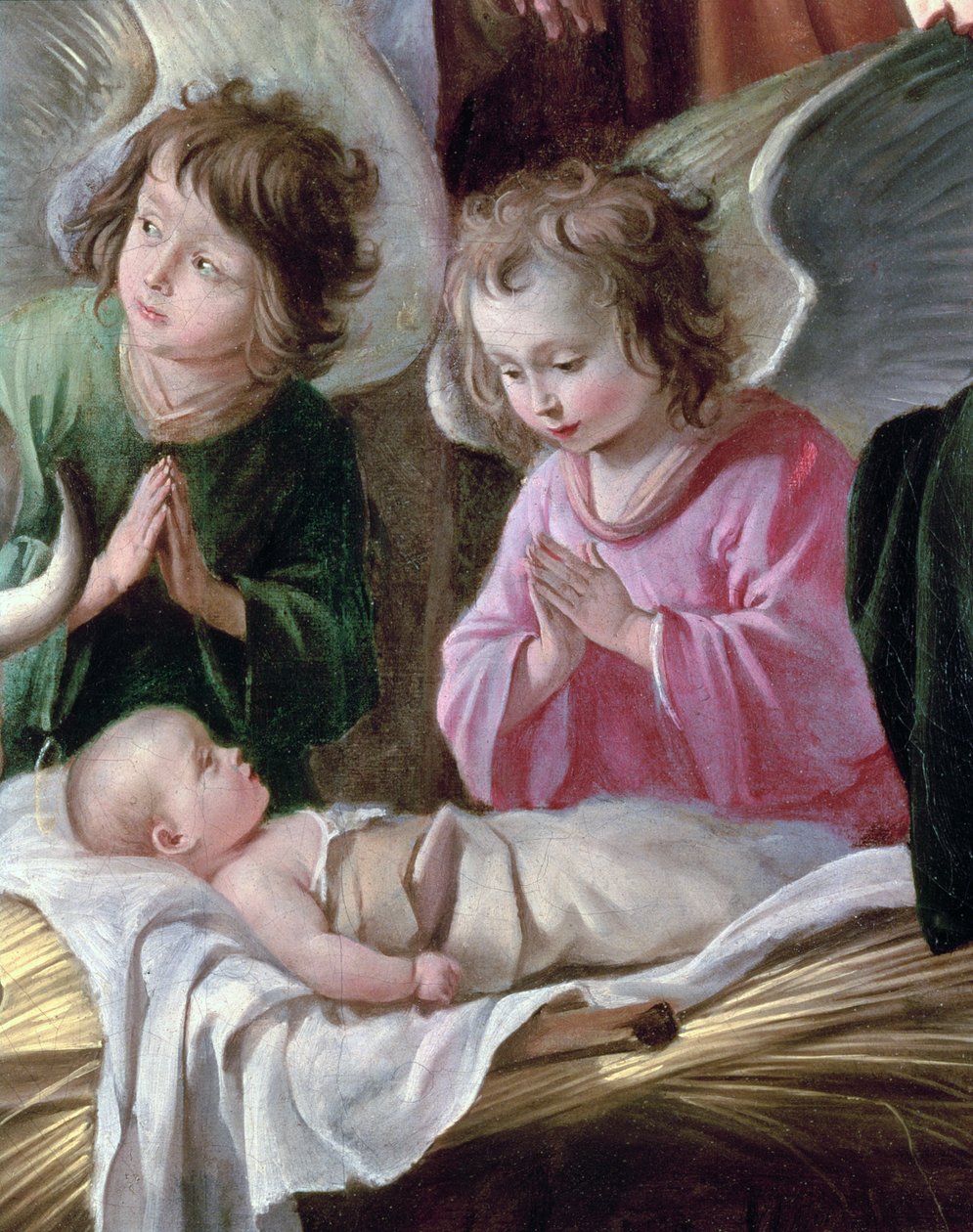 The Adoration of the Shepherds, Angels and Child, c.1640 (detail of 99414)swed av Antoine Le Nain