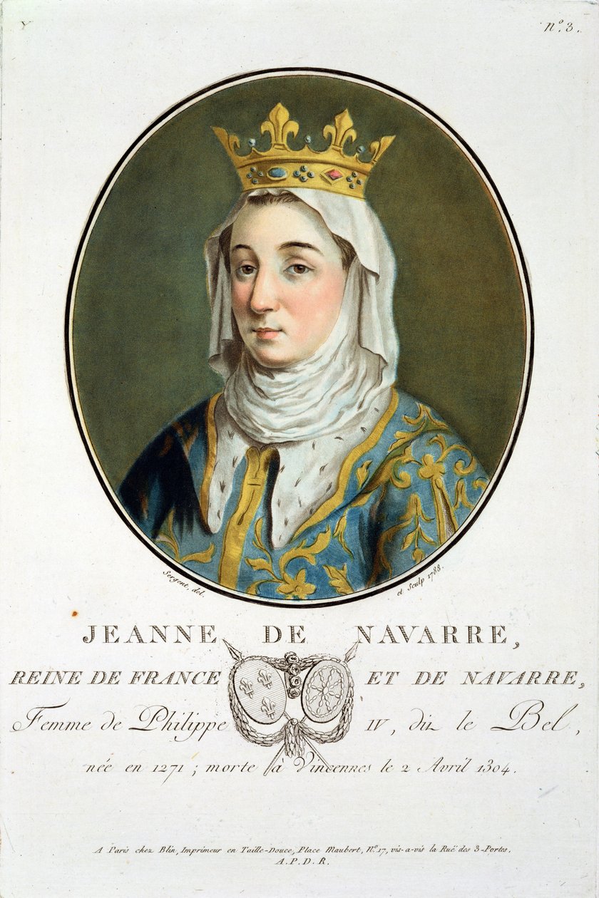 Porträtt av Jeanne de Navarre (1271-1304), 1788 av Antoine Louis Francois Sergent Marceau