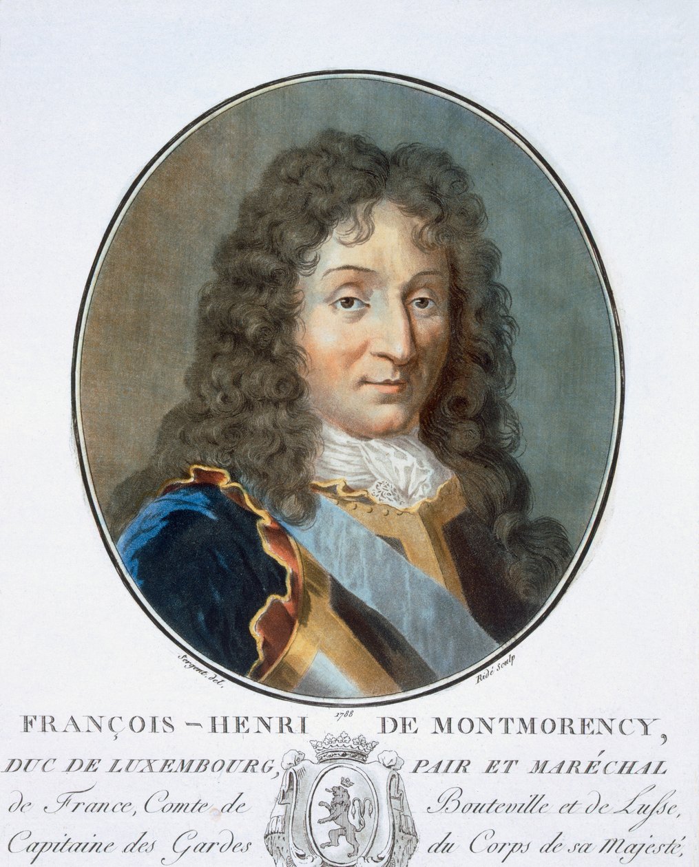 Francois-Henri de Montmorency-Bouteville, från "Porträtt av stora män, illustra kvinnor och minnesvärda ämnen i Frankrike, graverade och tryckta i färg", utgiven av Pierre Blin, 1786-92, Paris av Antoine Louis Francois Sergent Marceau