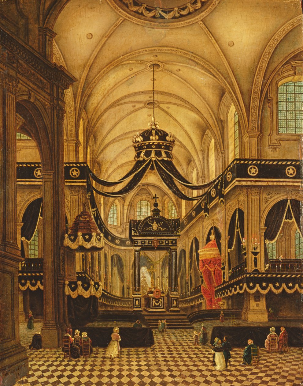 Louis Belmas begravning i Cambrai Cathedral av Antoine Louis Saint Aubert
