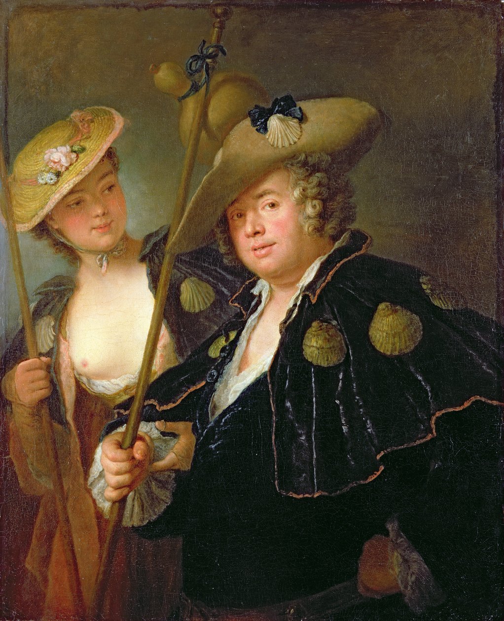 Gustav Adolf Graf von Gotter och hans systerdotter Friederike von Wangenheum i pilgrimsdräkter, ca 1750 av Antoine Pesne
