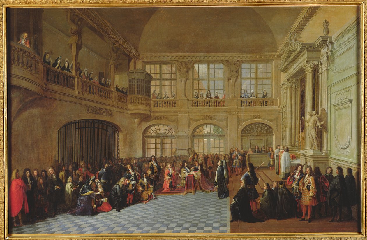 Philippe de Courcillon (1638-1720) markisen av Dangeau lovade sin ed till kung Ludvig XIV (1638-1715) 1695, slutet av 1600-talet av Antoine Pezey