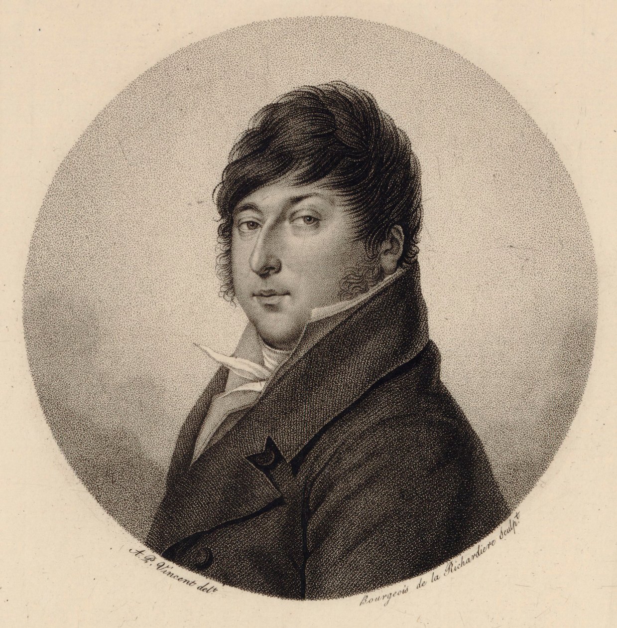 Porträtt av kompositören Rodolphe Kreutzer 1766-1831. av Antoine Achille Bourgeois de La Richardiere