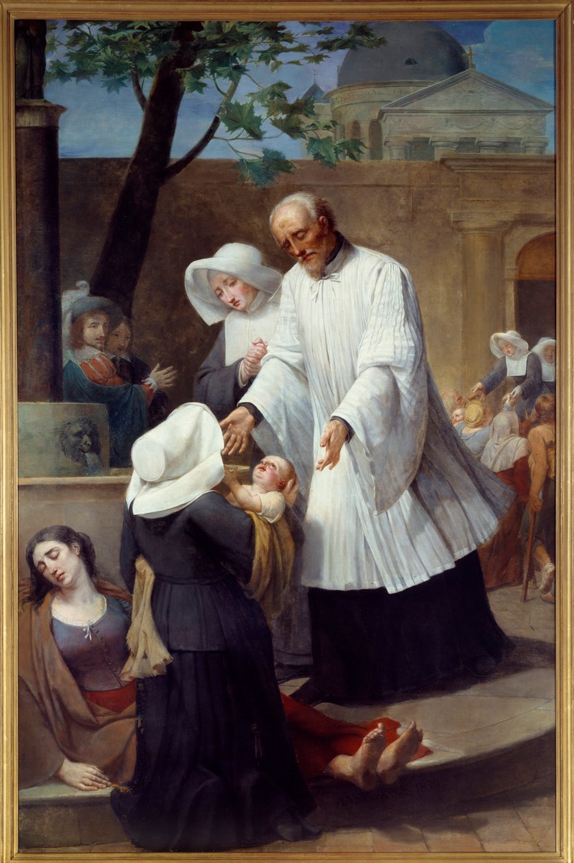 Saint Vincent de Paul (1581 - 1660) som tar hand om bekämpningsmedel (St Vincent de Paul hjälper pesten). Målning av Antoine Ansiaux (1764-1840). Nantes, Museum of Fine Arts av Antoine Ansiaux