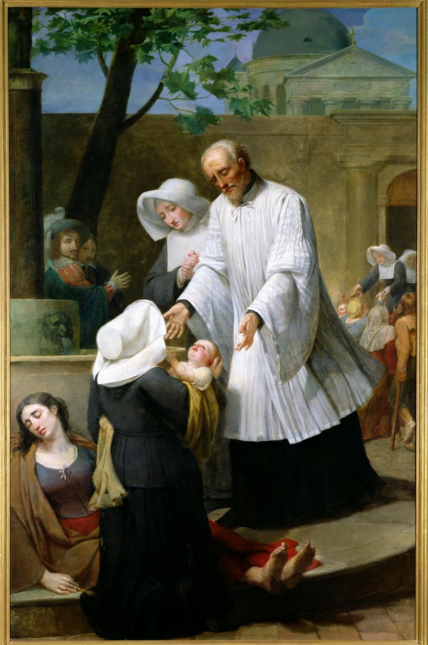St. Vincent de Paul hjälper de pestdrabbade av Antoine Ansiaux