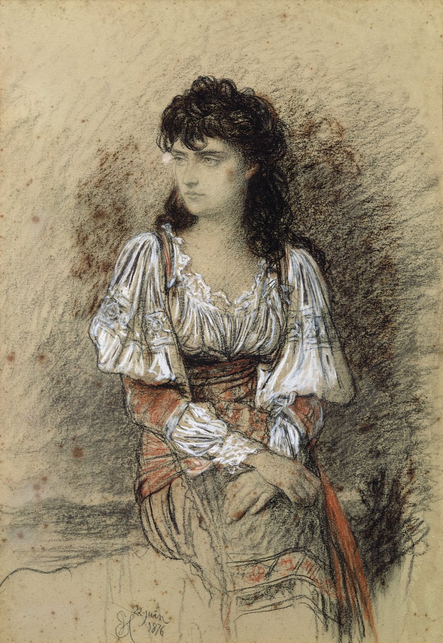 En klädd bonde, 1876 (akvarell och blyerts på papper) av Antoine Auguste Ernest Herbert or Hebert