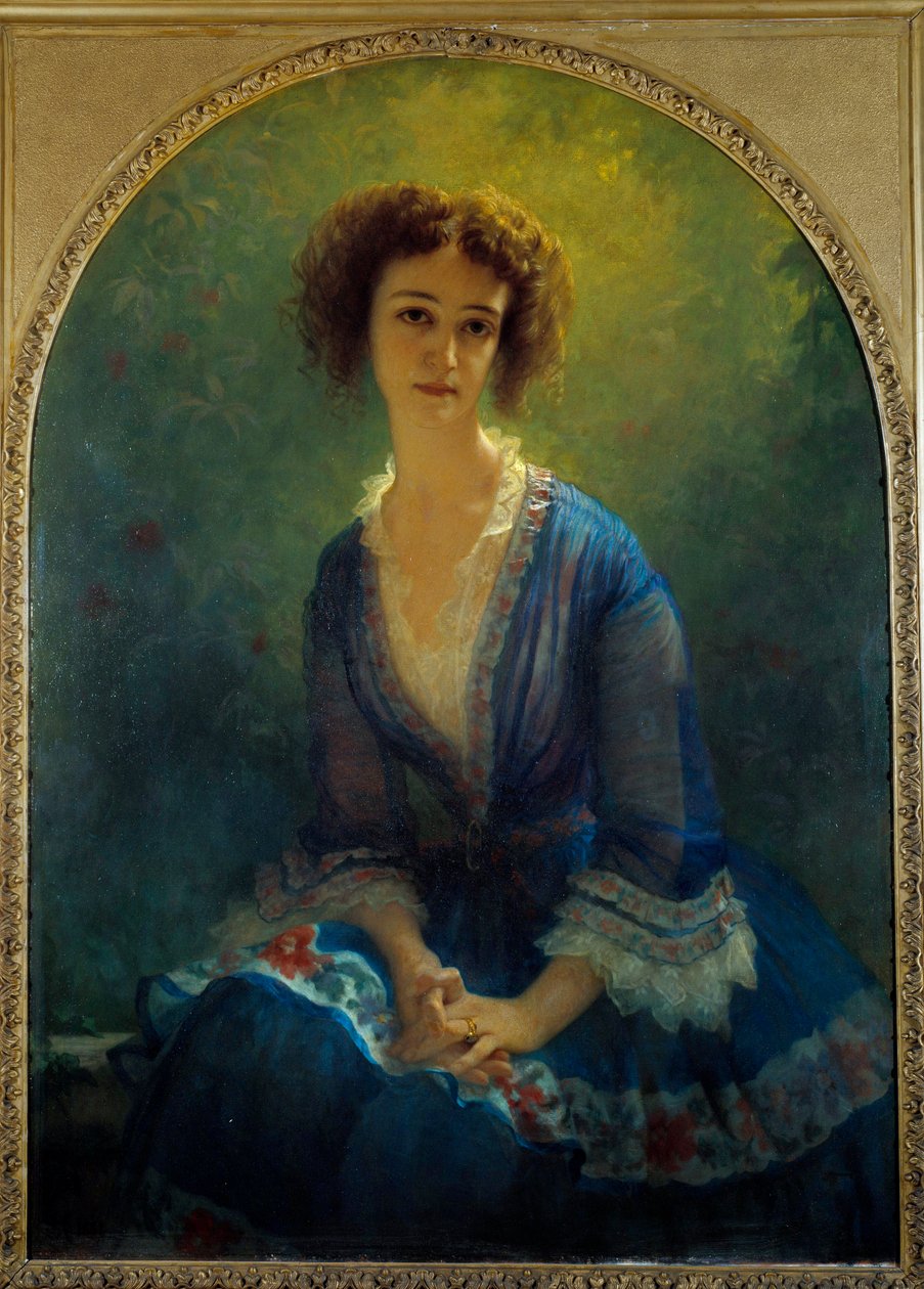 Porträtt av grevinnan Eugene Pastre, född Celine de Beaulaincourt (1825-1900) Målning av Ernest Hebert (1817-1908) 1851 Sön. 1,16x0,84 m Paris, Musee Hebert av Antoine Auguste Ernest Herbert or Hebert