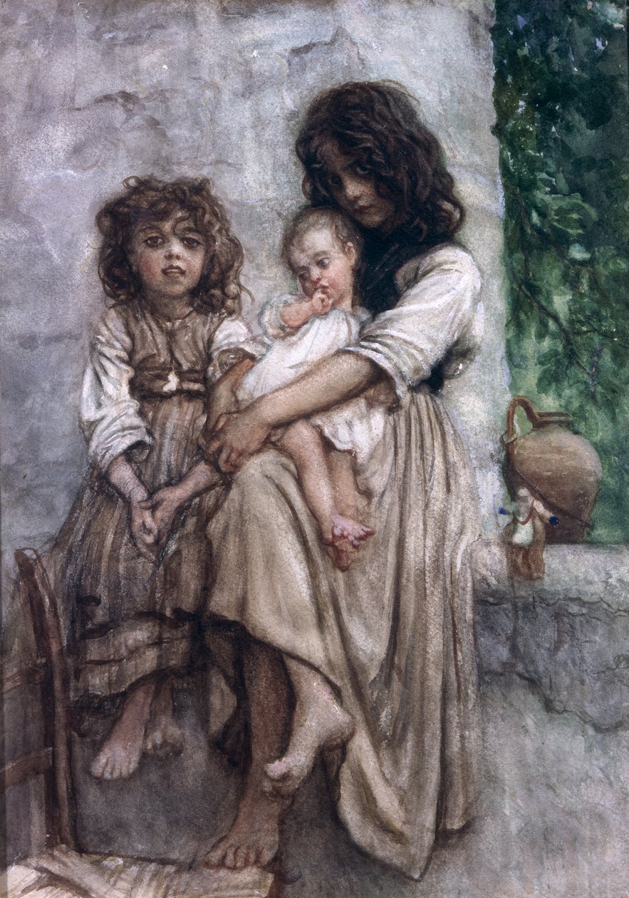 Unga flickor från Ischia av Antoine Auguste Ernest Herbert or Hebert
