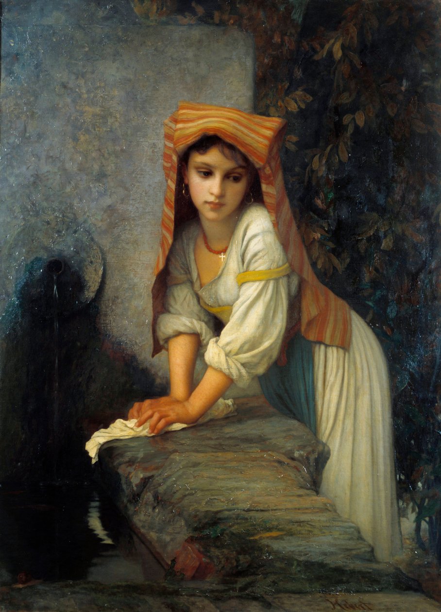 Ung lavandiere Målning av Ernest Hebert (1817-1908) 1800-talets sön. 0,88x1,2 m Paris, Musee Hebert av Antoine Auguste Ernest Herbert or Hebert