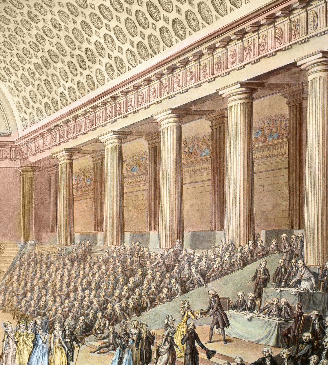 Franska revolutionen: gåva av smycken gjorda av damkonstnärer till nationalförsamlingen den 7 september av Antoine Borel