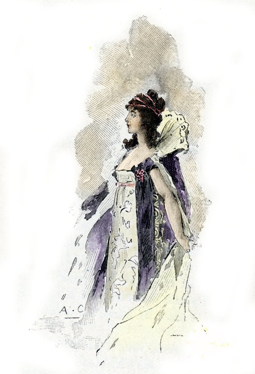 Porträtt av Desiree Clary (1777-1860) Drottning av Sverige 1818 (Porträtt av drottningen av Sverige Desire Clary 1818) Teckning av Antoine Calbet efter "Napoleon et les femmes" av Masson av Antoine Calbet