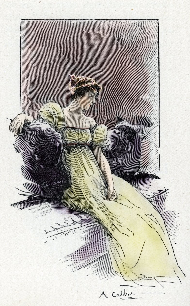 Porträtt av Josephine de Beauharnais (1763-1814) vid tiden för hans möte med Napoleon Bonaparte (1769-1821) cirka 1795 (Porträtt av Josephine de Beauharnais strax före hennes äktenskap med Napoleon Bonaparte av Antoine Calbet