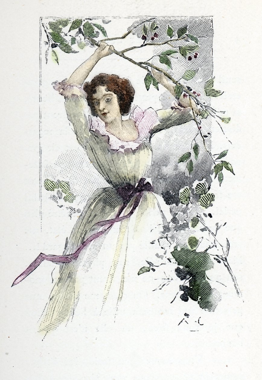 Porträtt av den unga Caroline de Colombier, ca. 1785 (tryck) av Antoine Calbet