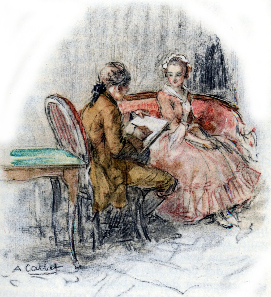 Werther ritar Charlotte av Antoine Calbet