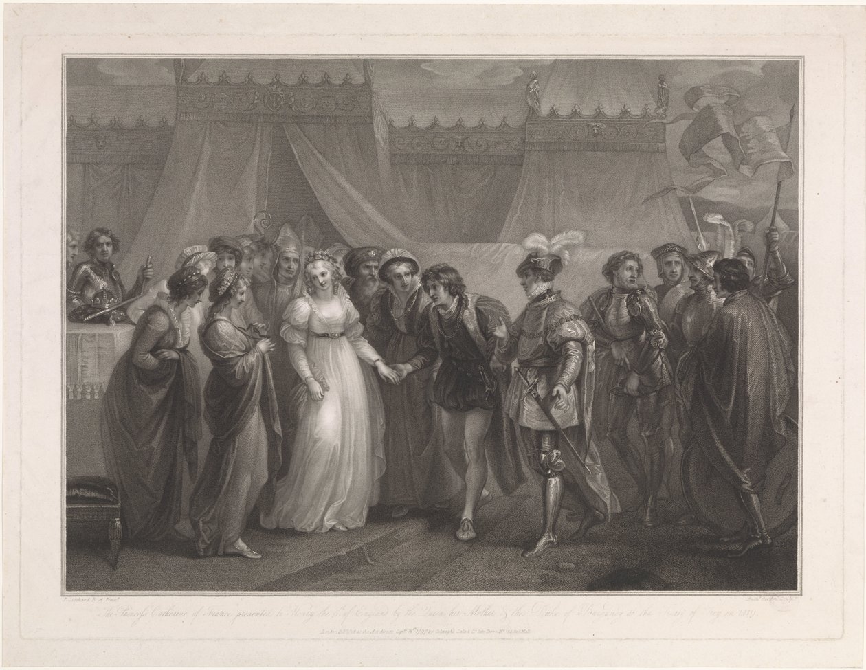 Catherine van Valois och konung Hendrik V van Engeland Prinsessan Katarina av Frankrike presenterade för Henrik den 5:e av England (...) (titel på objektet) av Antoine Cardon