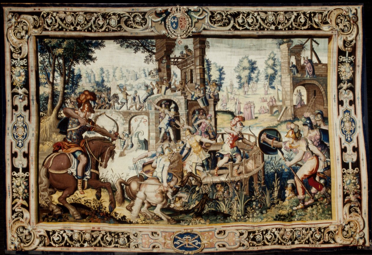 Övning i anfallet och försvaret av en bastion, designad 1562–1565 (vävd 1611–1627) (ull och siden) av Antoine Caron