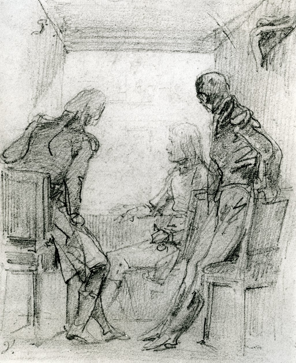 General Bonaparte tittar på en pjäs på Comédie Française i Paris, sent 1700-tal (krita och kol på papper) av Antoine Charles Horace Vernet