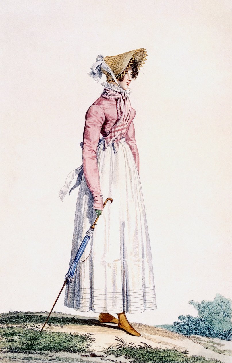 Ladies Summer Dress, platta från "Incroyable et merveilleuse", graverad av Georges Jacques Gatine (1773-1831), publicerad i. Paris, 1815 av Antoine Charles Horace Vernet