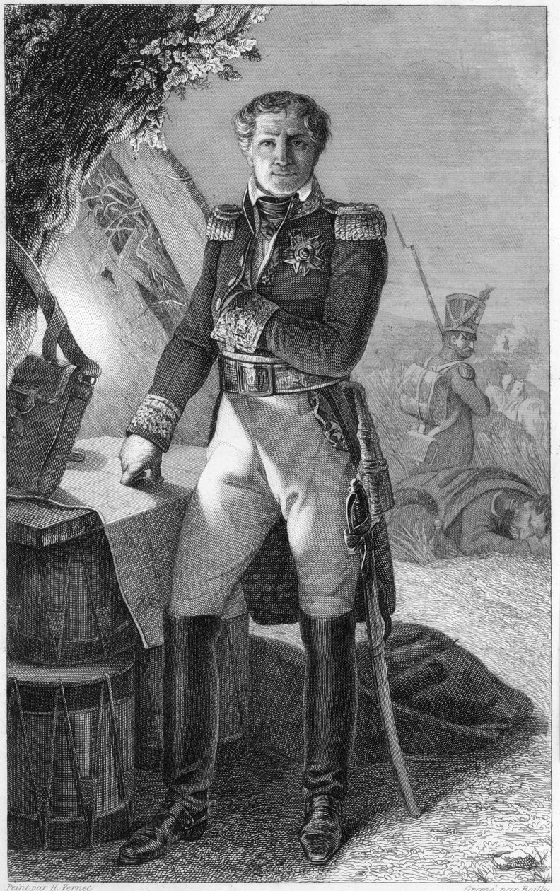 Porträtt av Laurent de Gouvion Saint-Cyr (1764-1830), markis de Gouvion och marskalk av Frankrike av Antoine Charles Horace Vernet
