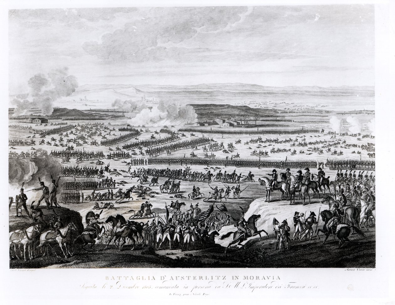 Slaget vid Austerlitz i Mähren, 2 december 1805, graverat av Antonio Verico (f. ca. 1775) av Antoine Charles Horace Vernet
