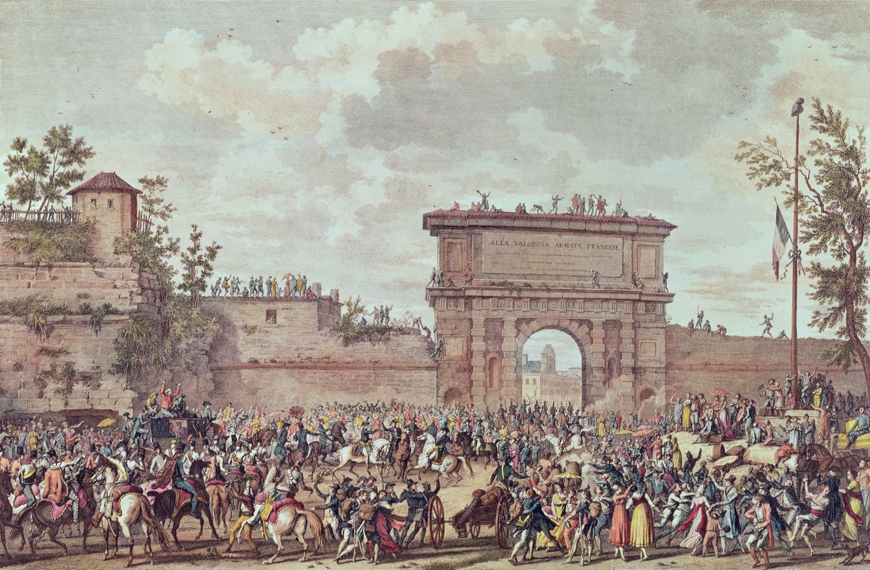 Fransmännens intåg i Milano, 25 Floreal An IV (14 maj 1796) (akvatint) av Antoine Charles Horace Vernet
