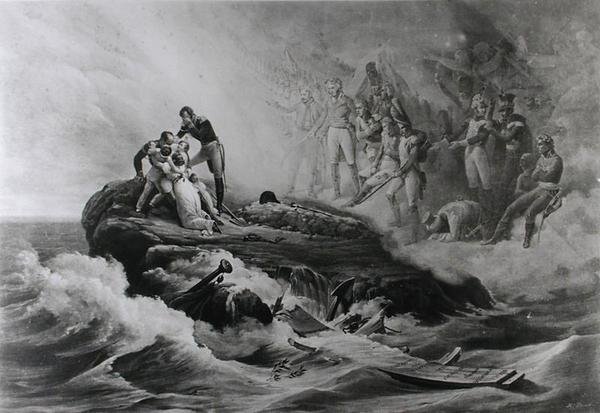 Familjen Bertrands farväl, S:t Helena, c.1821-36 av Antoine Charles Horace Vernet