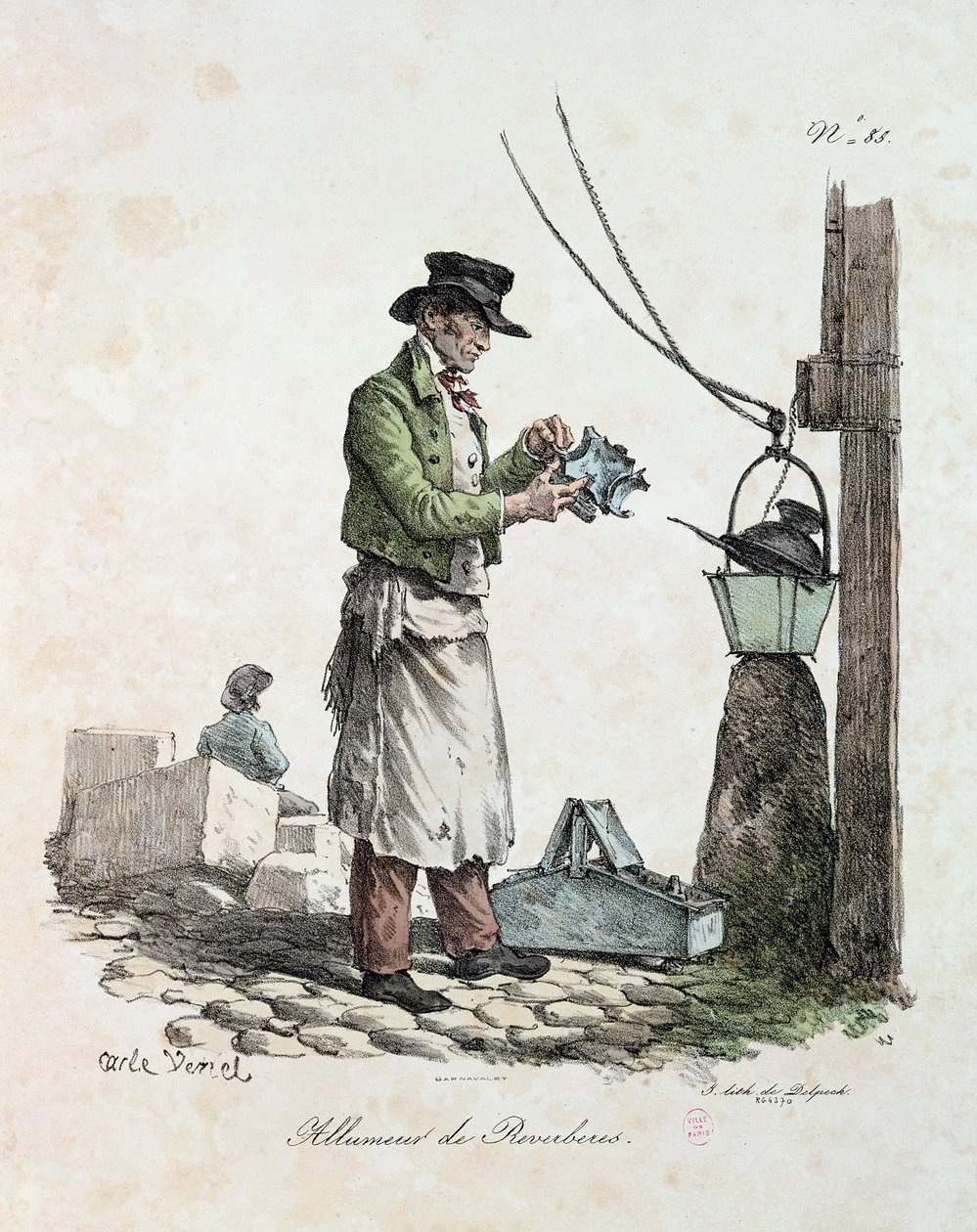 Lamptändaren, graverad av Francois Seraphin Delpech (1778-1825) av Antoine Charles Horace Vernet