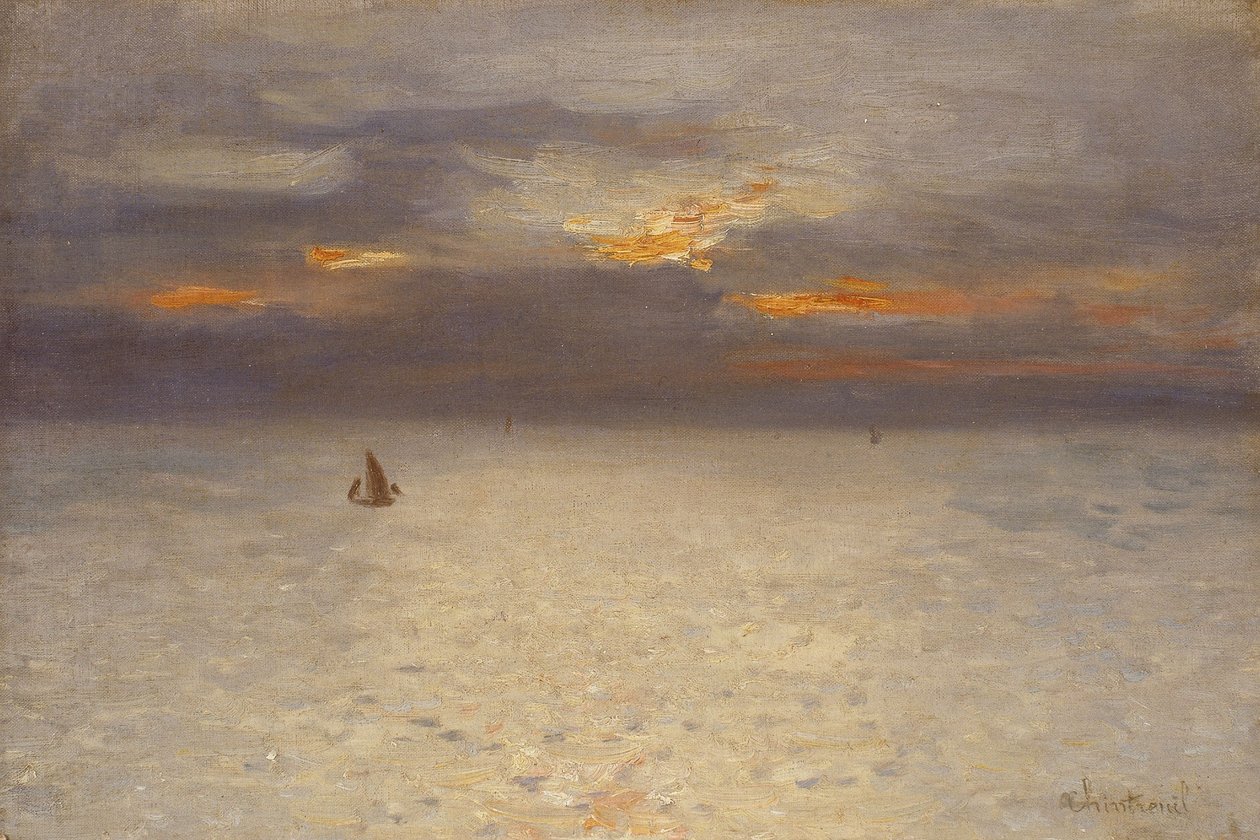 Öppet hav, kvällsstämning; Boulogne, ca 1869-72 (olja på duk) av Antoine Chintreuil