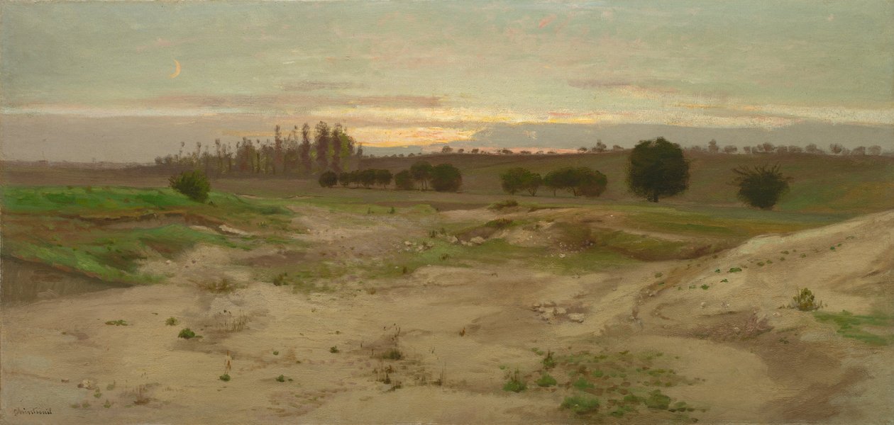 Märgelgraven vid Mulcent: Evening, efter 1857 (olja på papper, monterad på kartong, monterad på plywood) av Antoine Chintreuil
